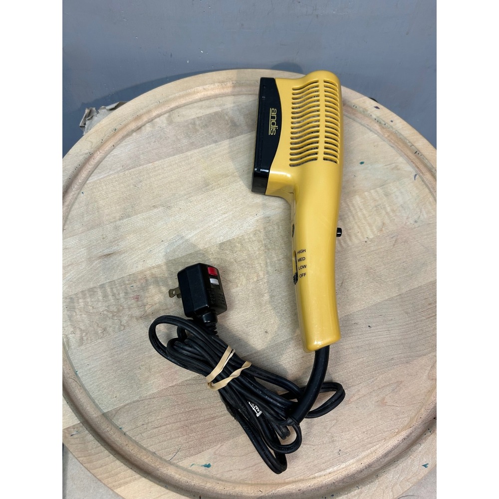 Andis HS-2 Handheld Hair Dryer Yellow Dual Voltage High Med Low Cool Shot Button